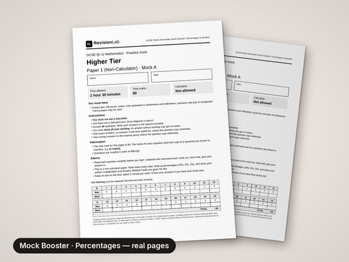 Inside page 1 of GCSE Maths Mock Booster