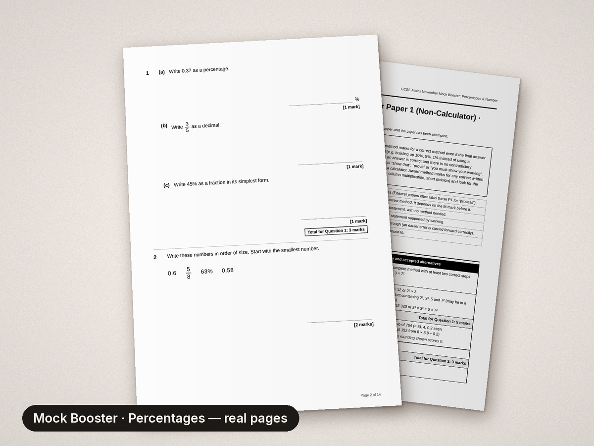 Inside page 3 of GCSE Maths Mock Booster