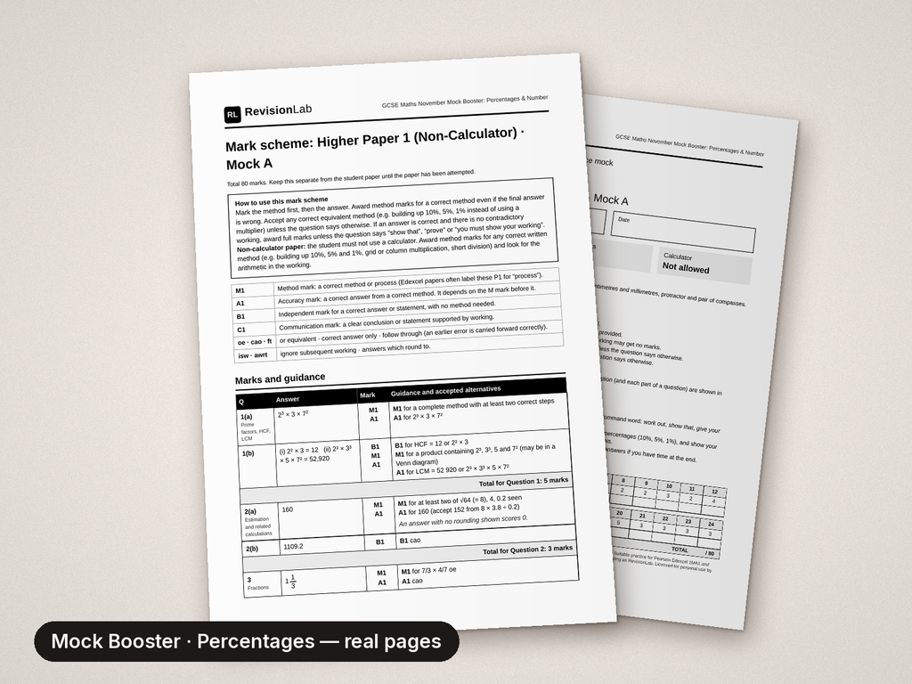 Inside page 4 of GCSE Maths Mock Booster