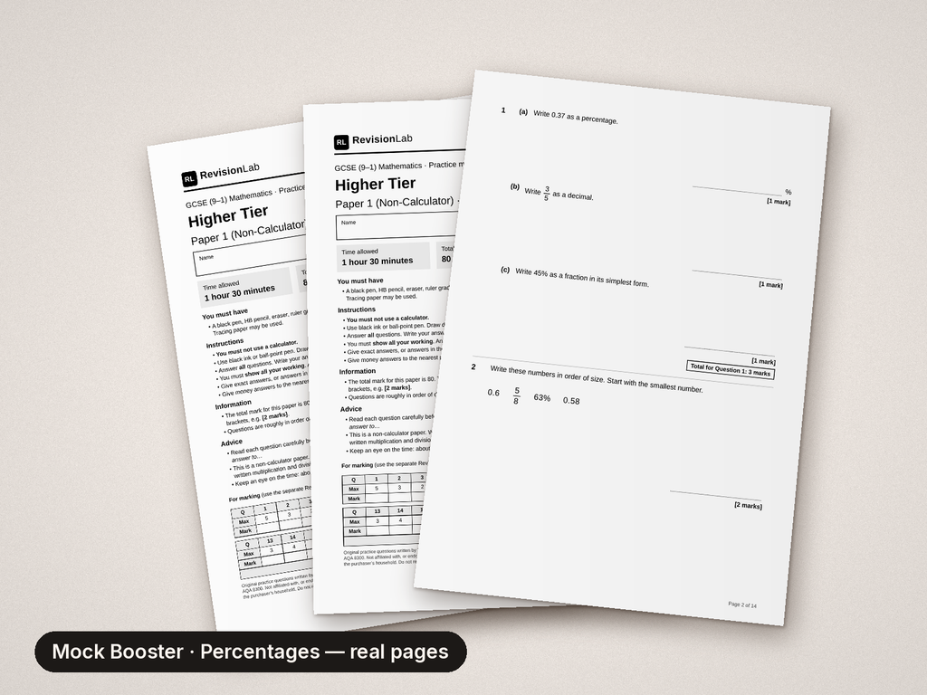 Inside page 5 of GCSE Maths Mock Booster